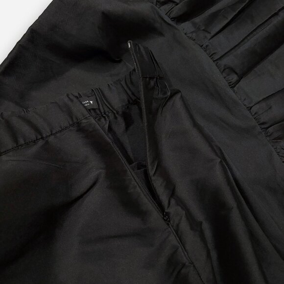 ZARA Ruffled Midi Skirt Black Taffeta Size XS Pockets New Without Tags - Picture 5 of 6